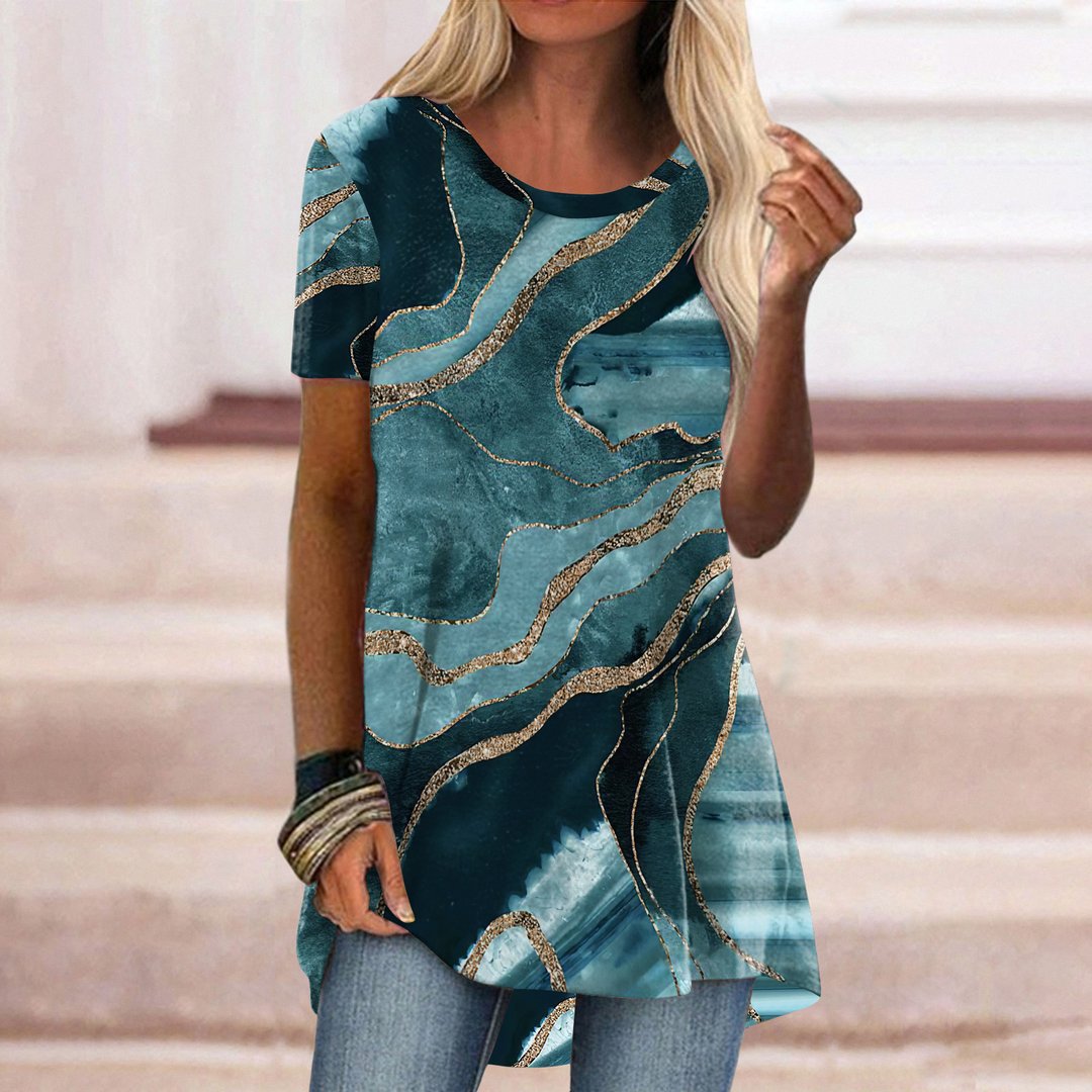 Short Sleeve O Neck Printed T-Shirt