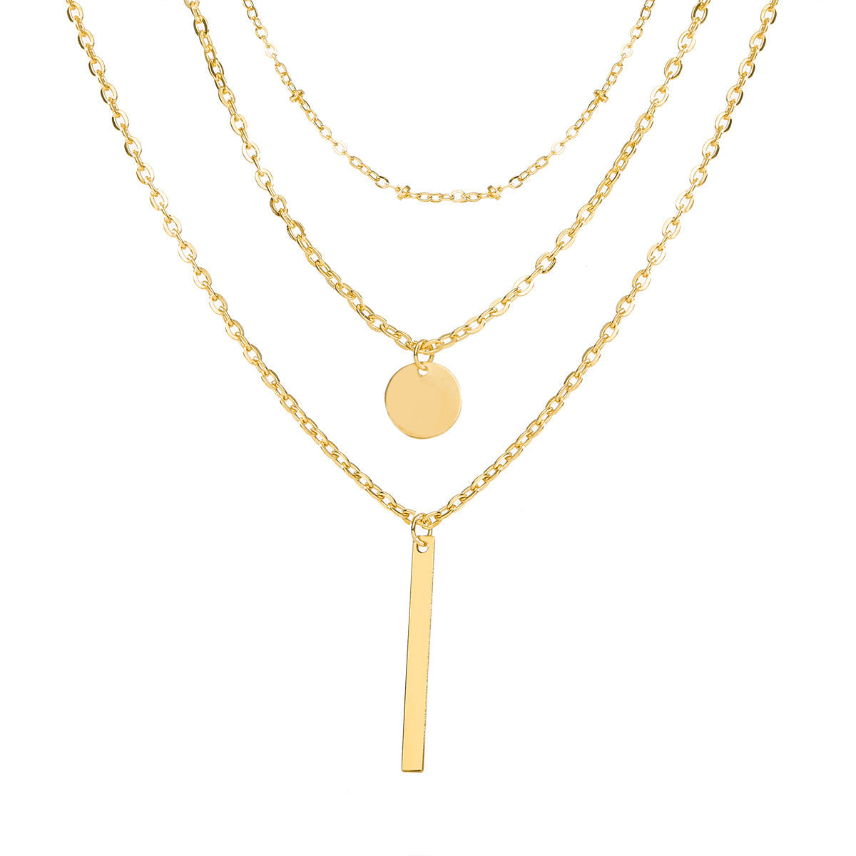 Free Gift Copper Bead Chain Sequined Metal Multi-layer Necklace