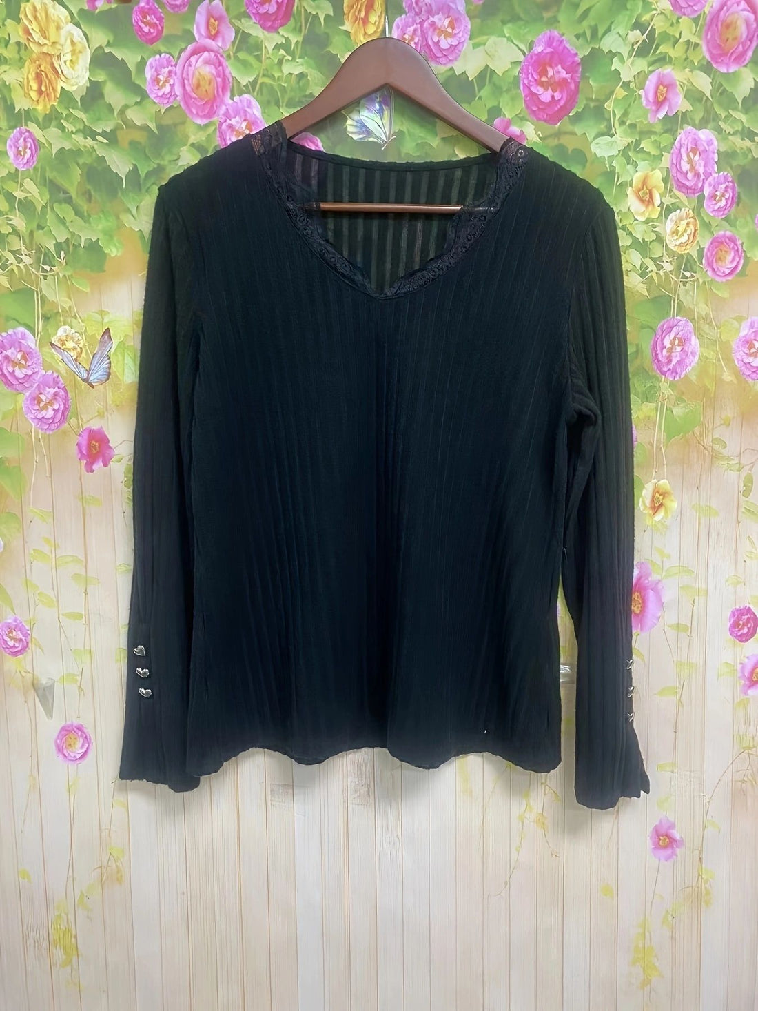 Solid Color Basic Casual Long Sleeve V Neck Regular Tops