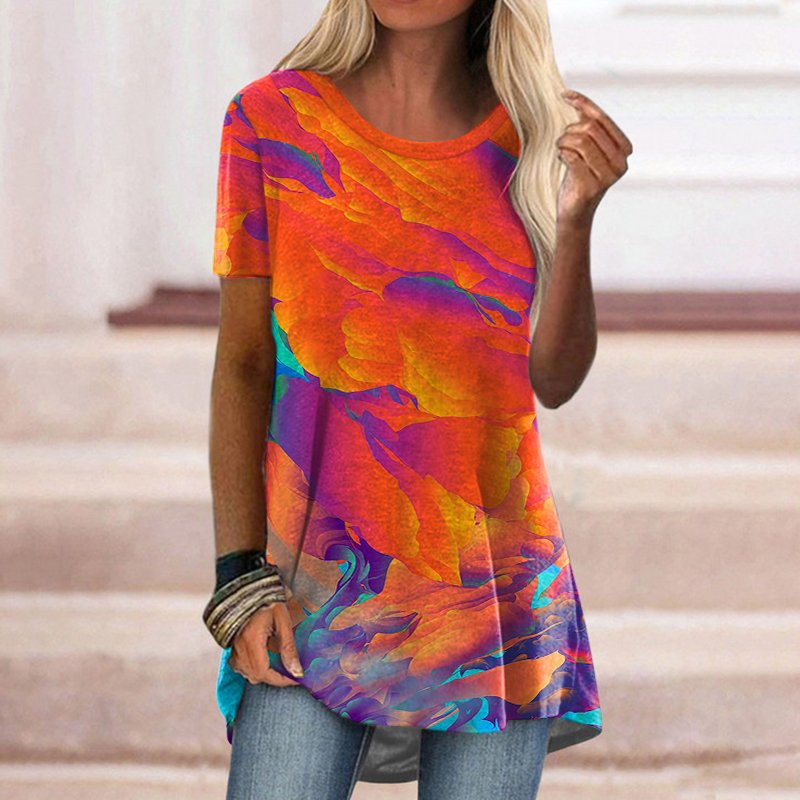 Short Sleeve O Neck Printed T-Shirt