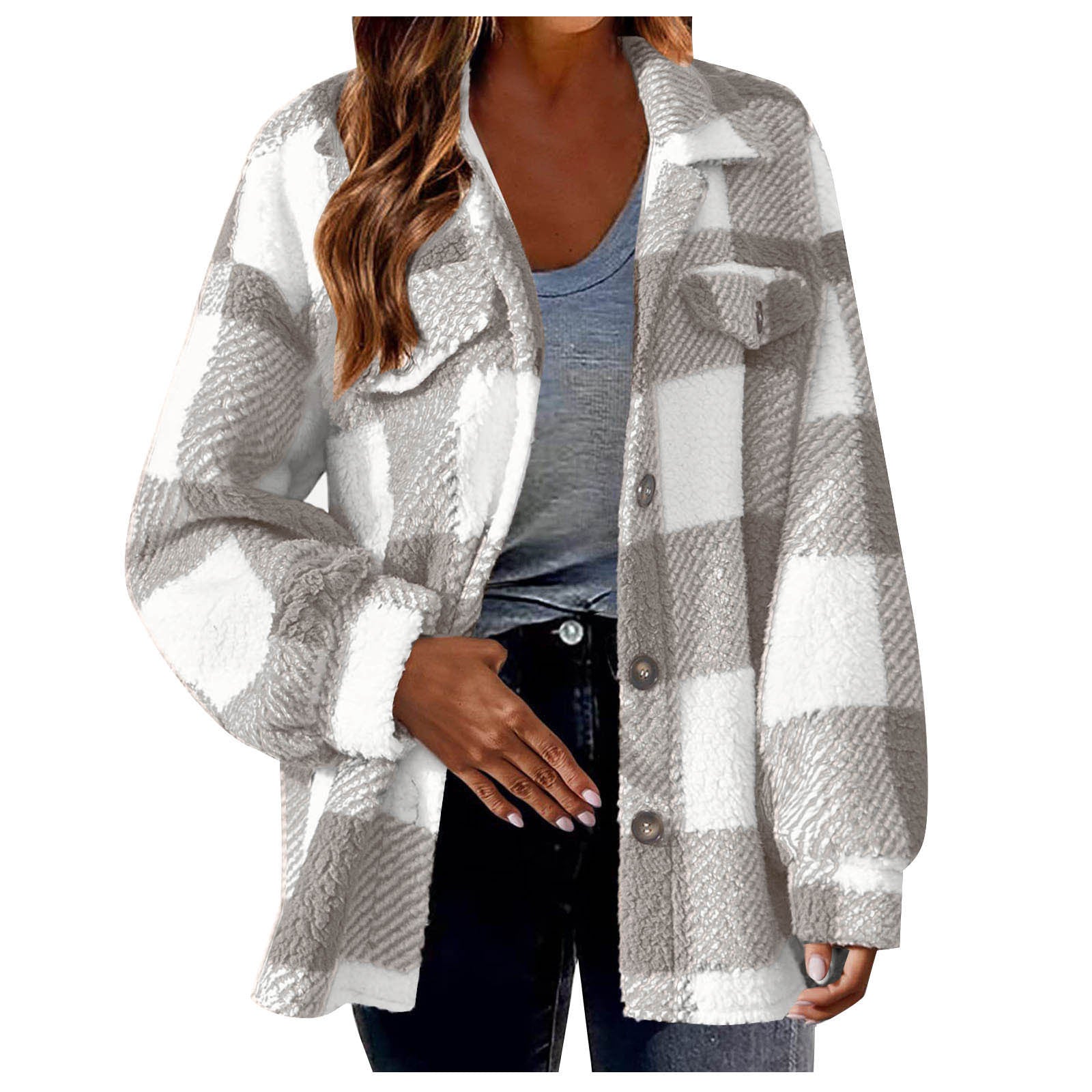 Women's Casual Jackets with Long Sleeves, Thermal Insulation, and Versatile Button Front Design