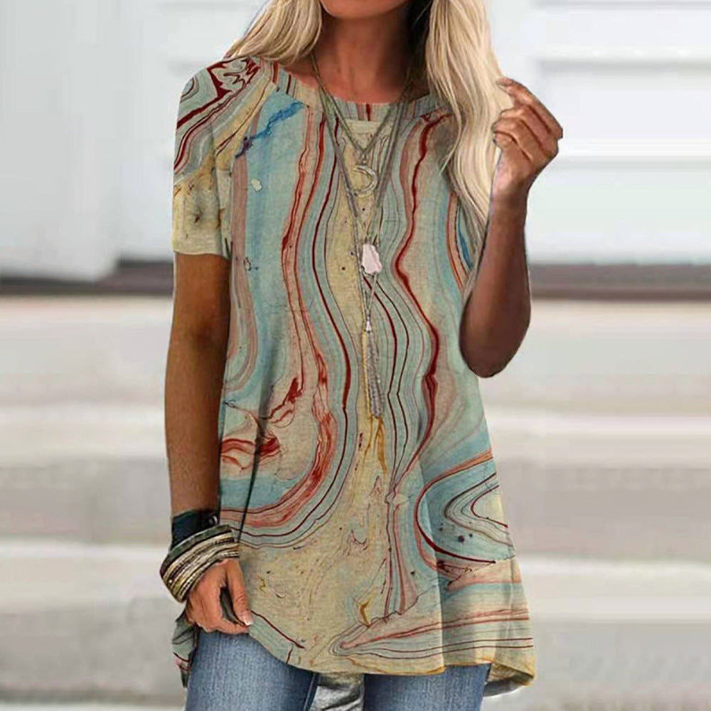 Short Sleeve O Neck Printed T-Shirt