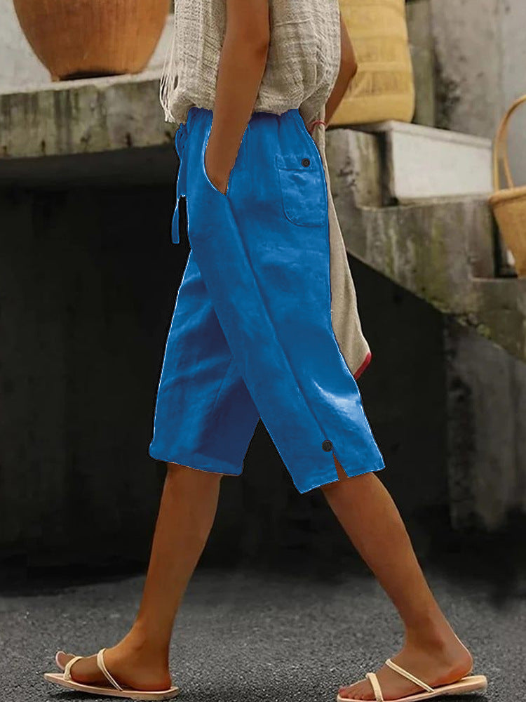 Solid Color Casual Plain Straight Pants