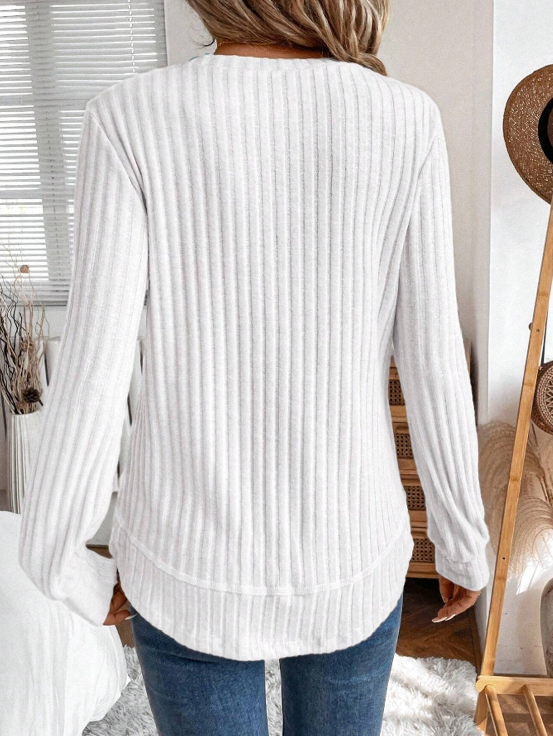 Plain Crew Neck Casual Knit Top