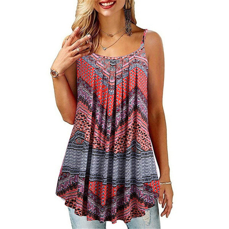 Women's Floral Print Spaghetti Tank Top - Comfortable and Stylish Sleeveless Top