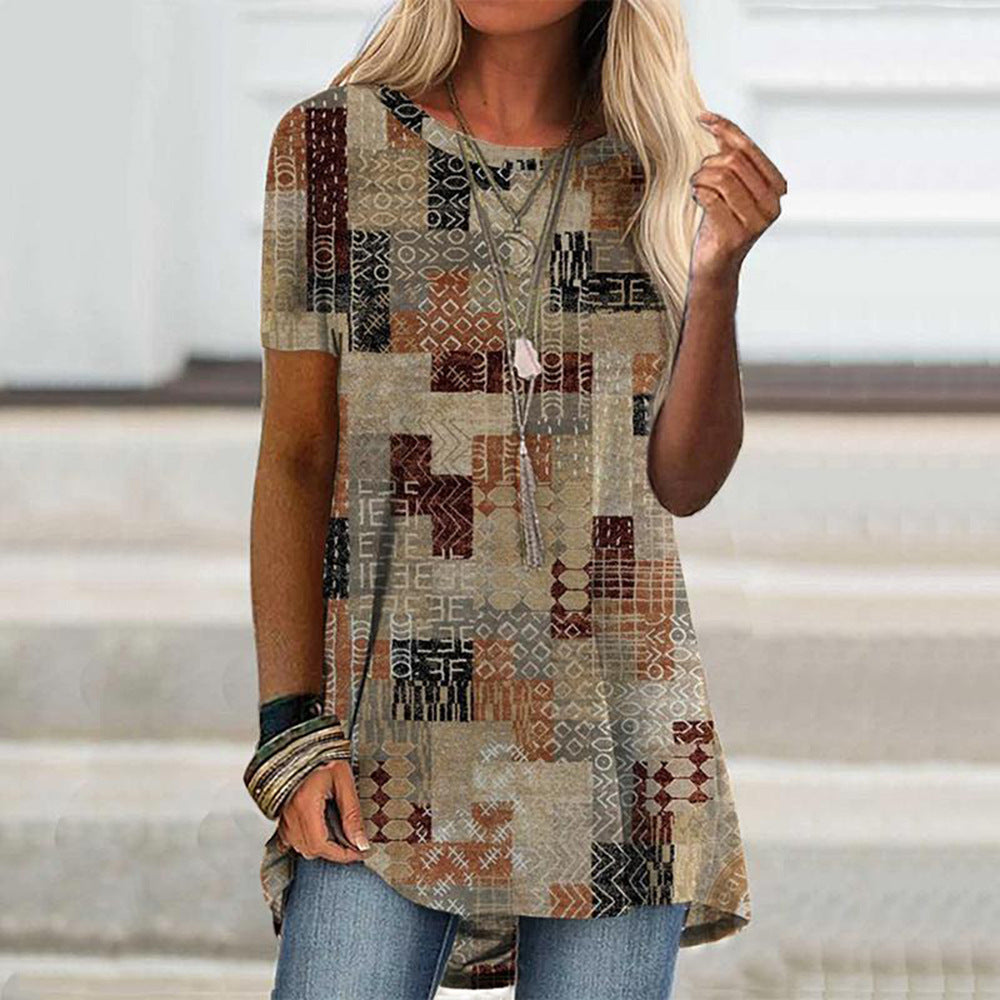 Short Sleeve O Neck Printed T-Shirt
