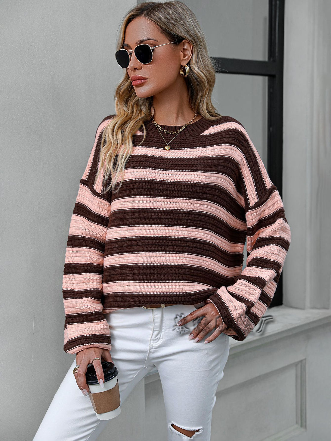 Striped Dropped Shoulder Sweater