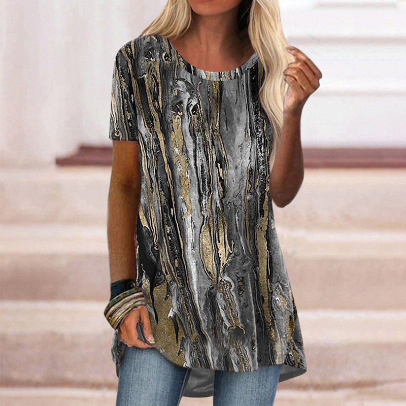 Short Sleeve O Neck Printed T-Shirt