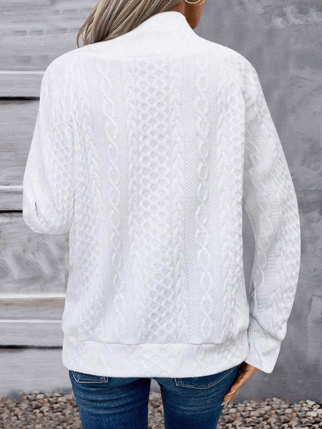 Geometric Turtleneck Jacquard Vintage Long Sleeve Sweatshirt