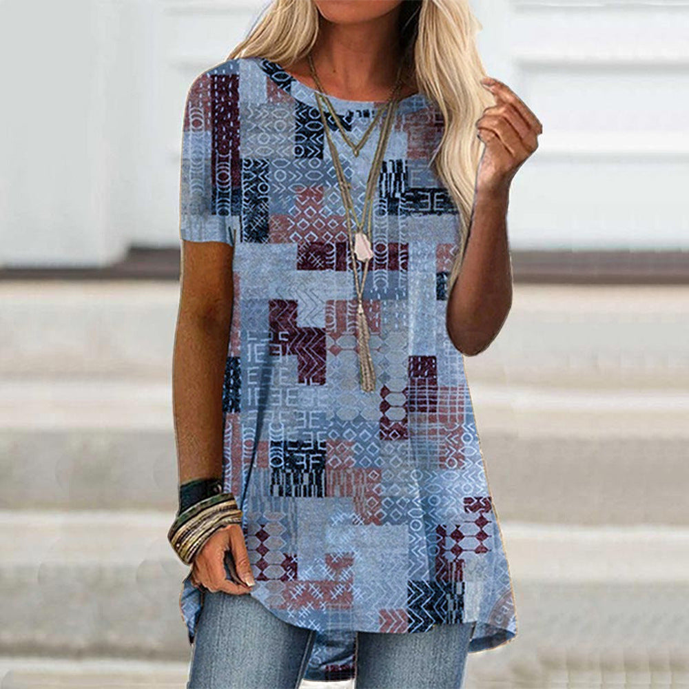 Short Sleeve O Neck Printed T-Shirt