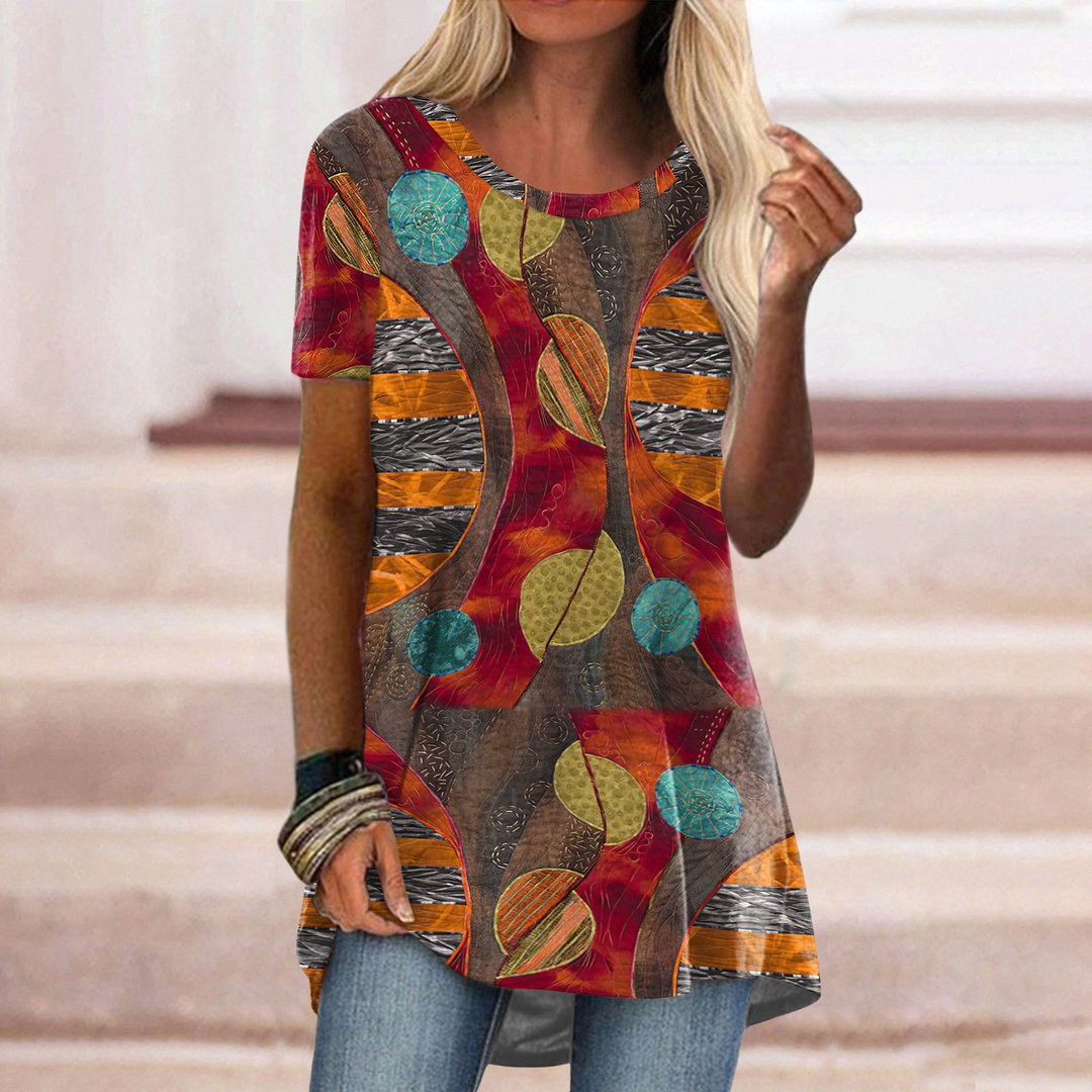 Short Sleeve O Neck Printed T-Shirt