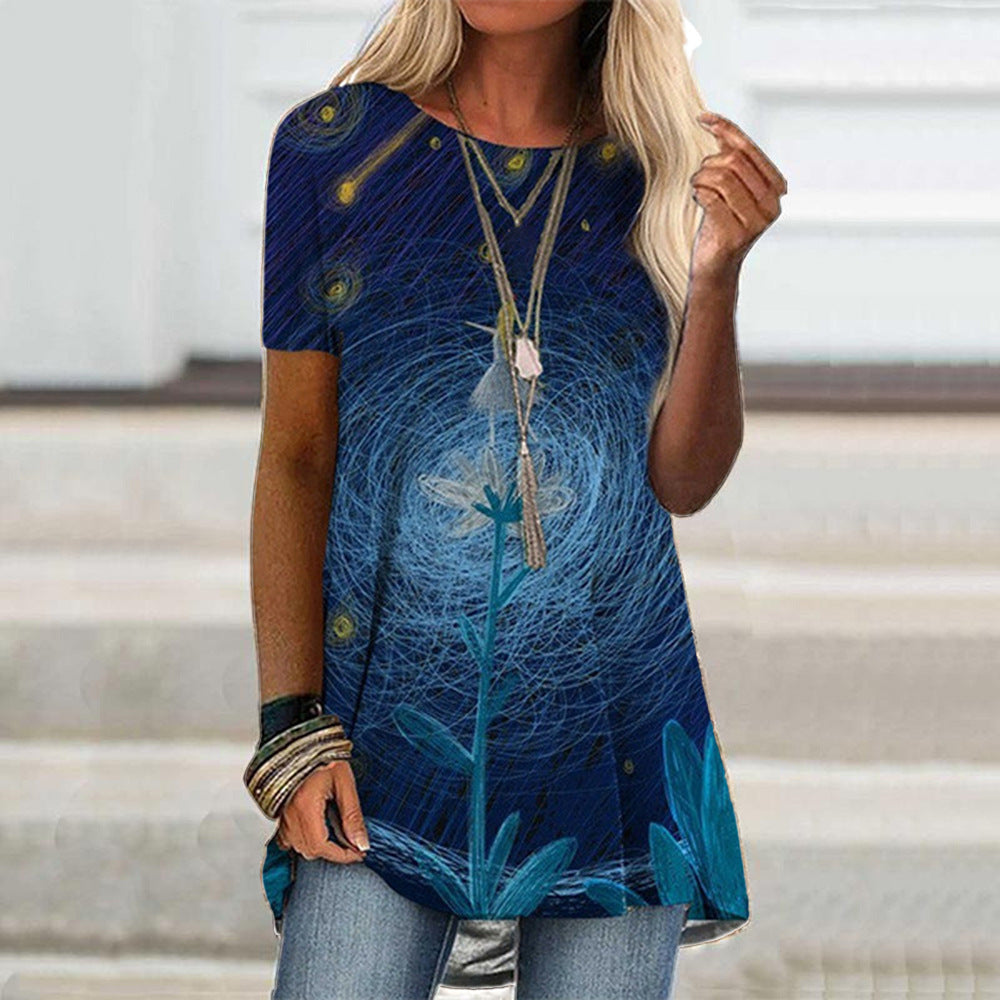 Short Sleeve O Neck Printed T-Shirt