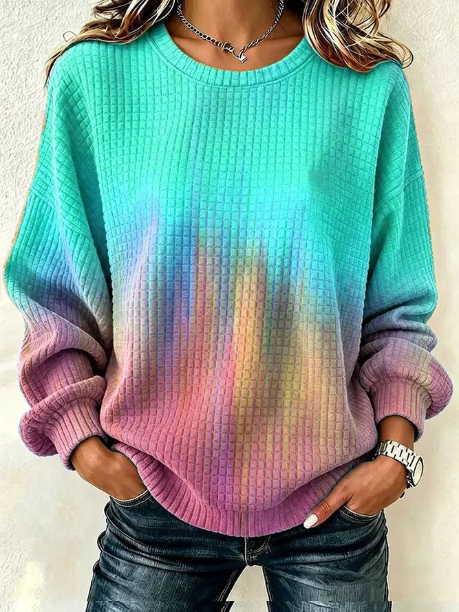 Casual Crew Neck Abstract Sweatshirt Printing