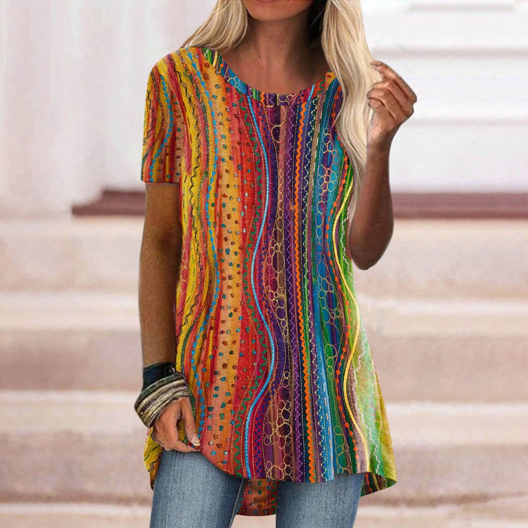 Short Sleeve O Neck Printed T-Shirt
