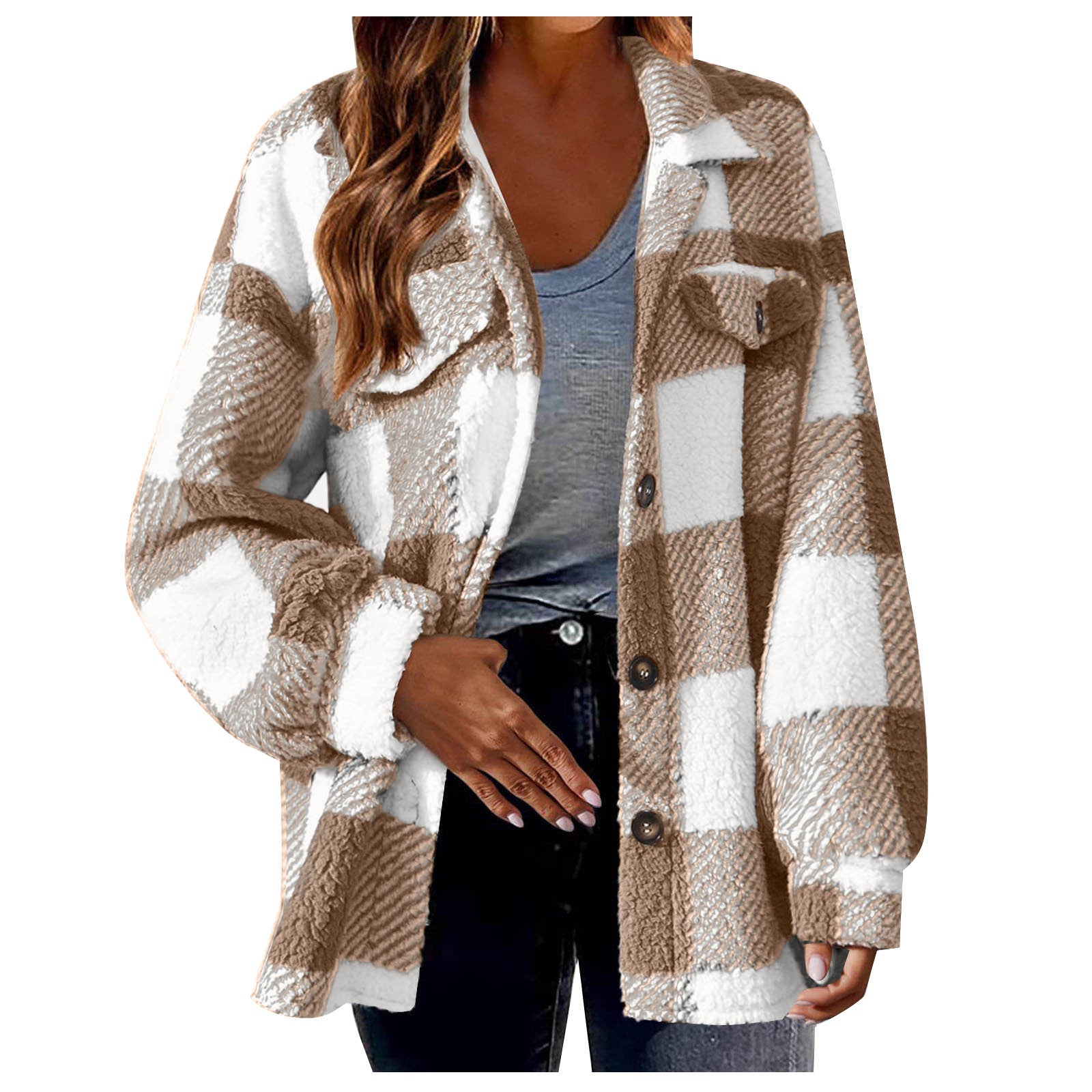 Women's Casual Jackets with Long Sleeves, Thermal Insulation, and Versatile Button Front Design