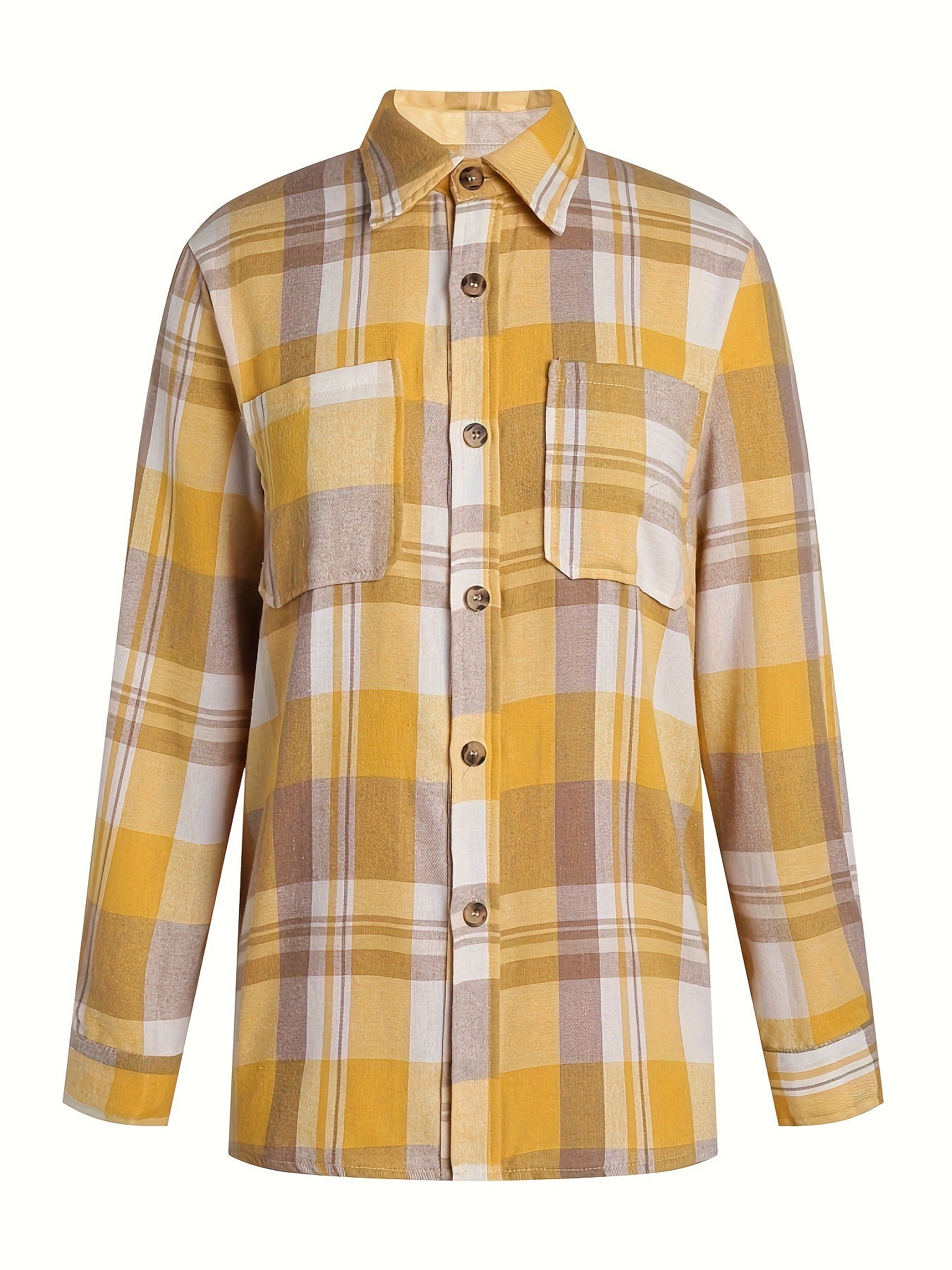 Plaid Print Simple Shirt, Casual Button Front Long Sleeve Shirt