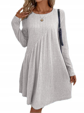 Relaxed Fit Ribbed Crew Neck Dress