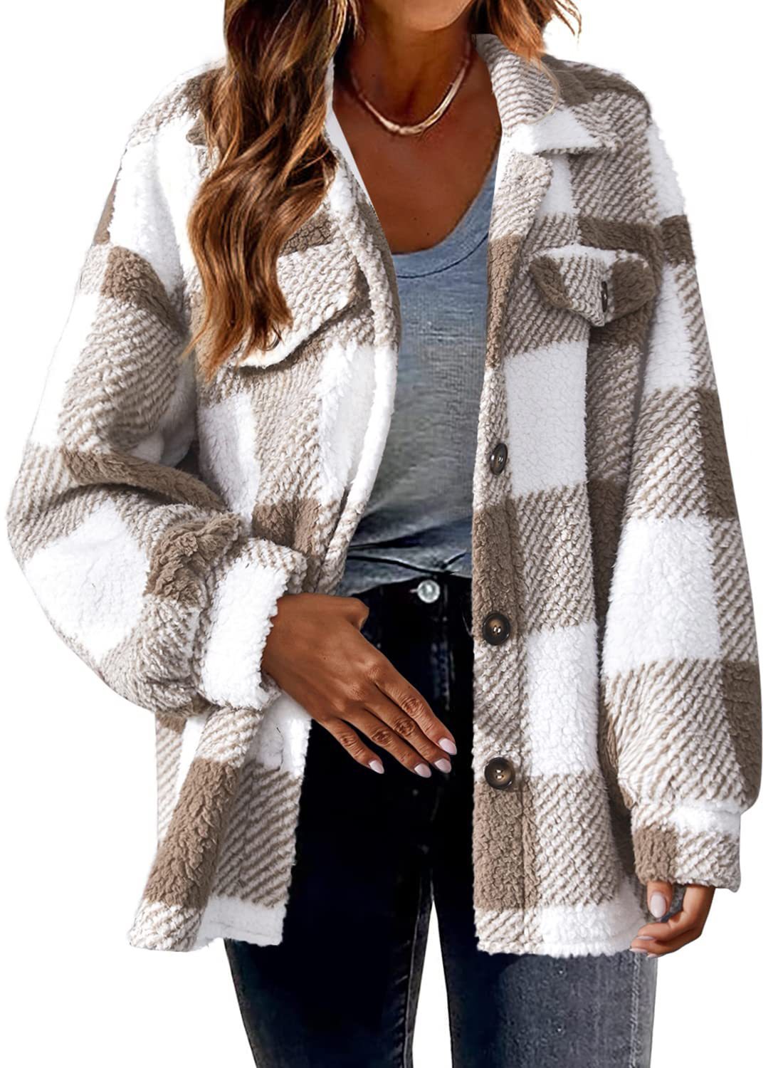Women's Casual Jackets with Long Sleeves, Thermal Insulation, and Versatile Button Front Design