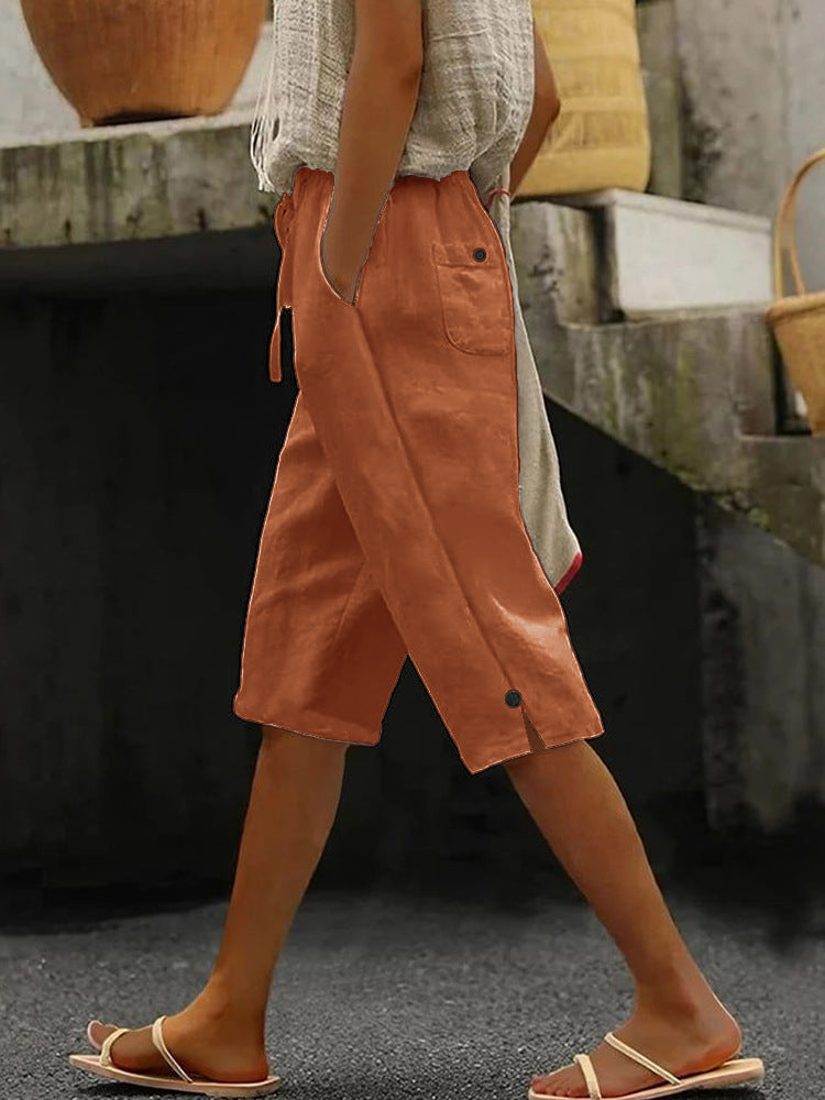 Solid Color Casual Plain Straight Pants