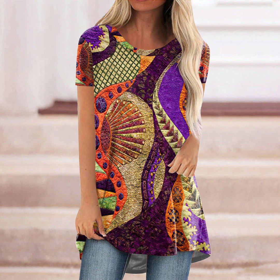 Short Sleeve O Neck Printed T-Shirt