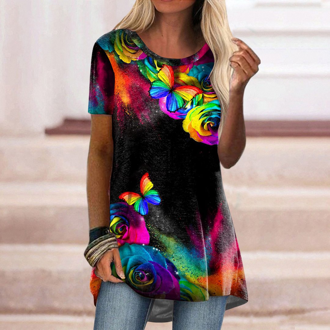 Short Sleeve O Neck Printed T-Shirt