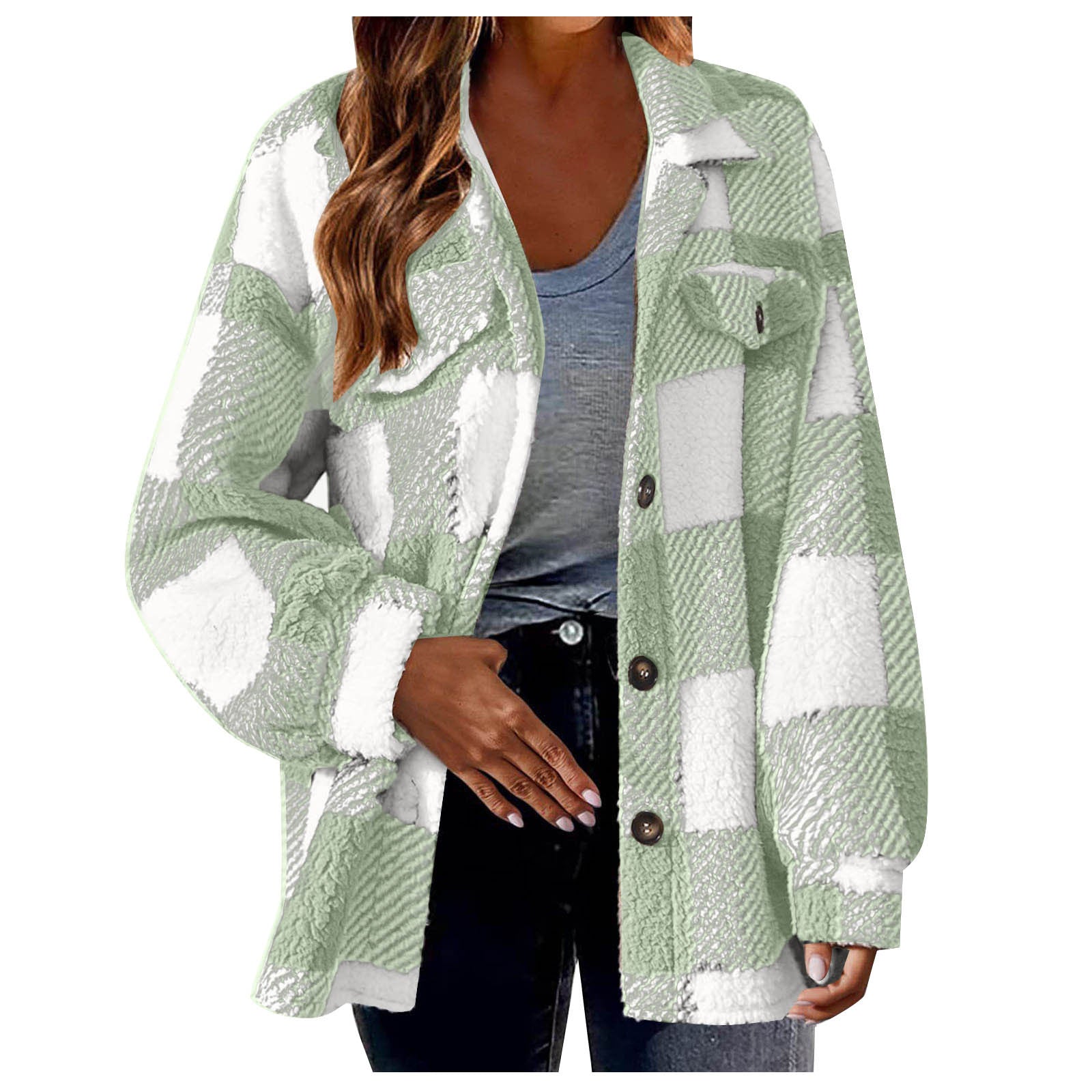Women's Casual Jackets with Long Sleeves, Thermal Insulation, and Versatile Button Front Design