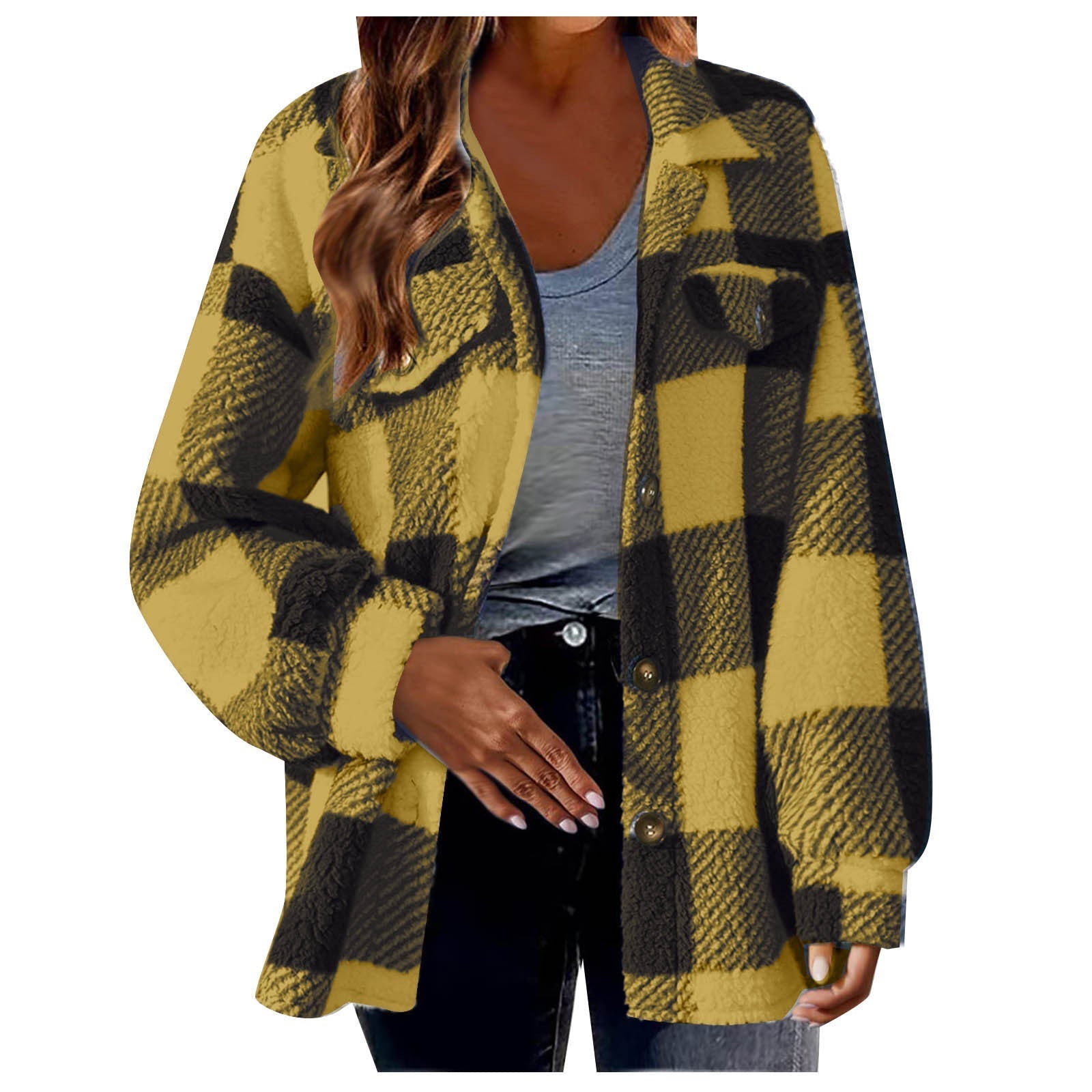 Women's Casual Jackets with Long Sleeves, Thermal Insulation, and Versatile Button Front Design