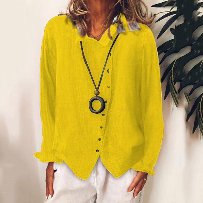 Solid Color Long Sleeve Button Casual Shirt