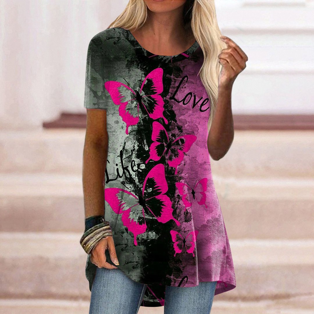 Short Sleeve O Neck Printed T-Shirt