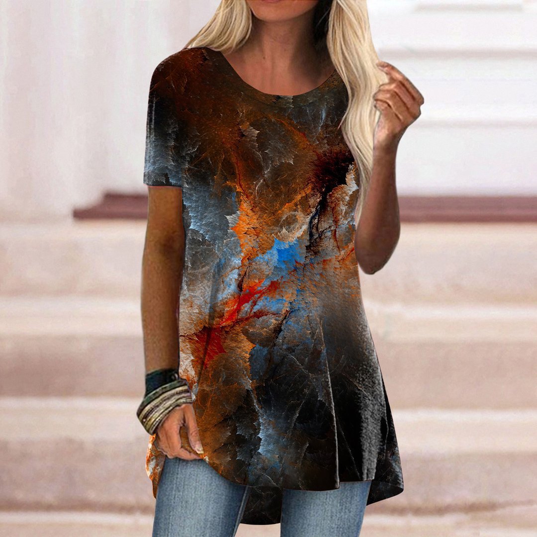 Short Sleeve O Neck Printed T-Shirt