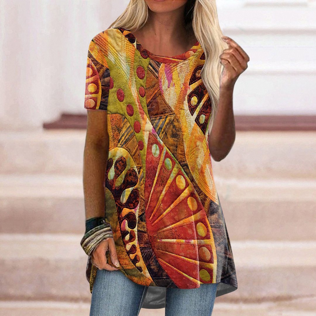 Short Sleeve O Neck Printed T-Shirt