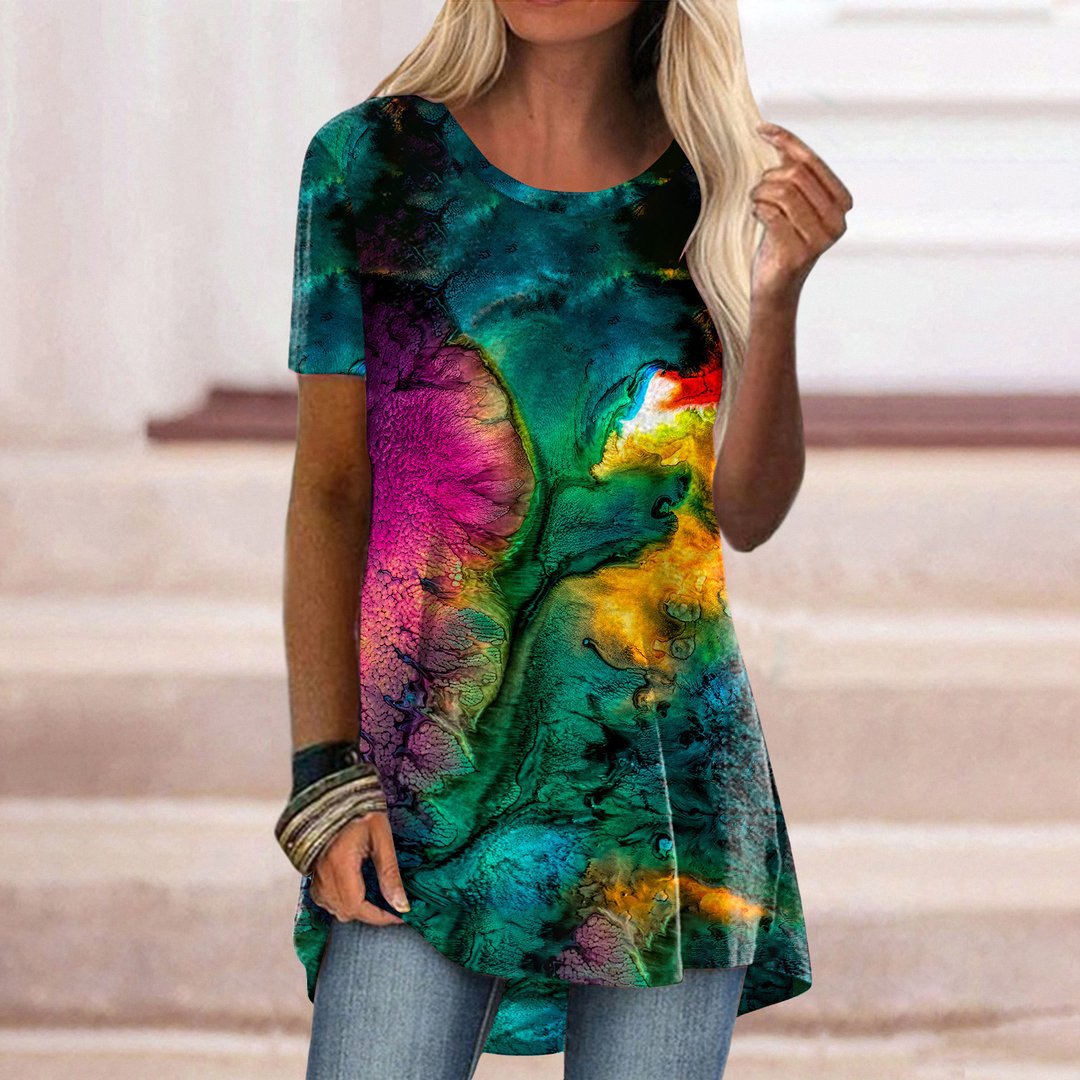 Short Sleeve O Neck Printed T-Shirt