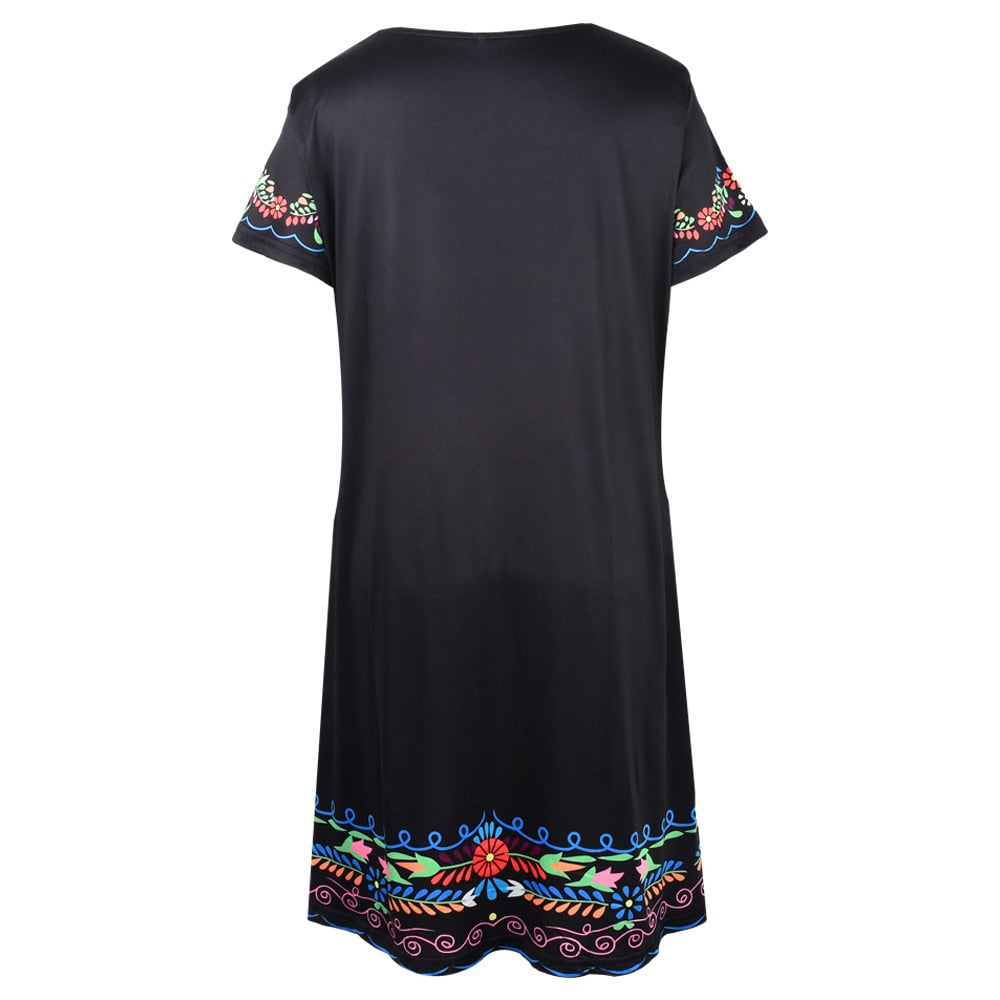 Short Sleeve A-Line Crew Neck Mini Dress