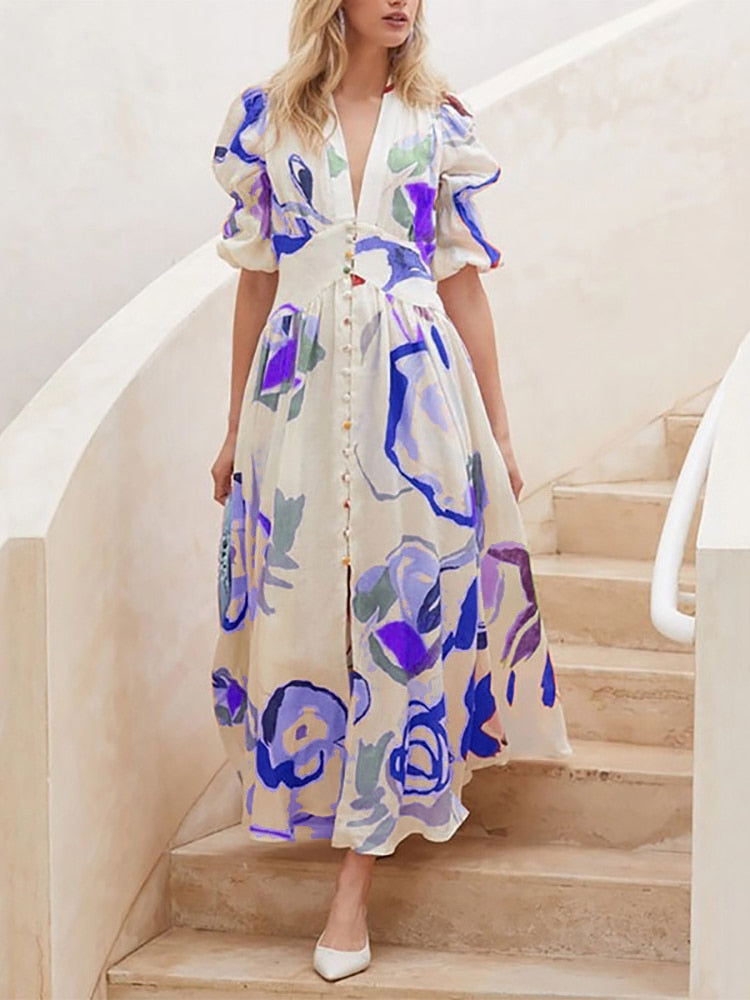 V-neck Fashionable with Slim Long Dresses