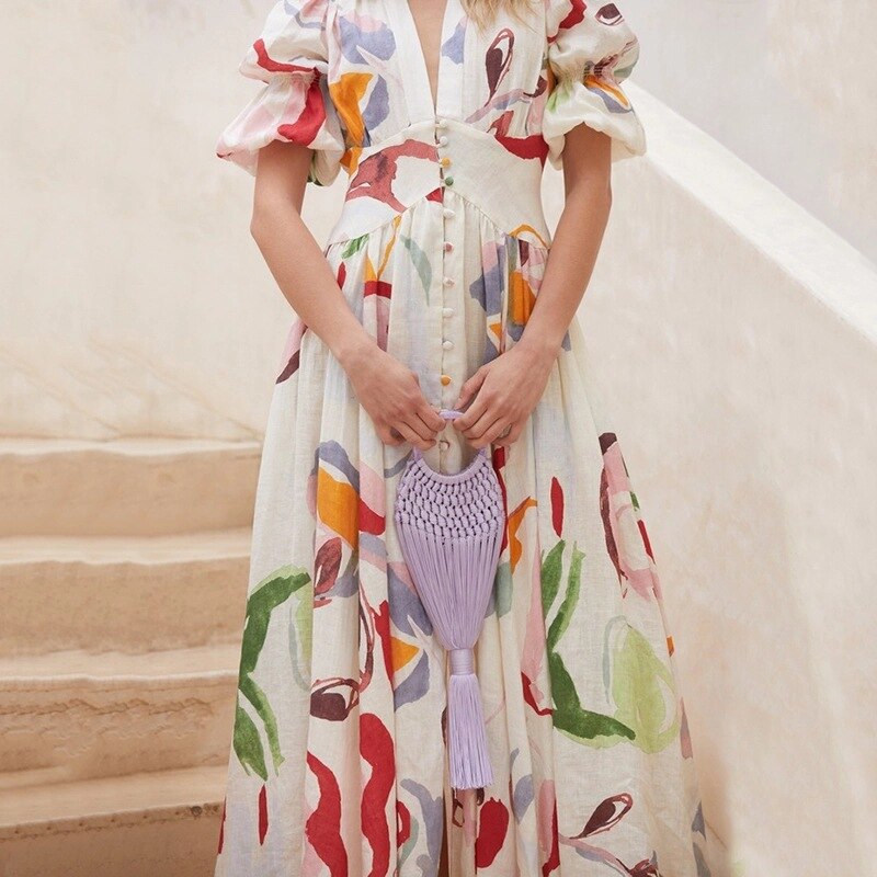 V-neck Fashionable with Slim Long Dresses