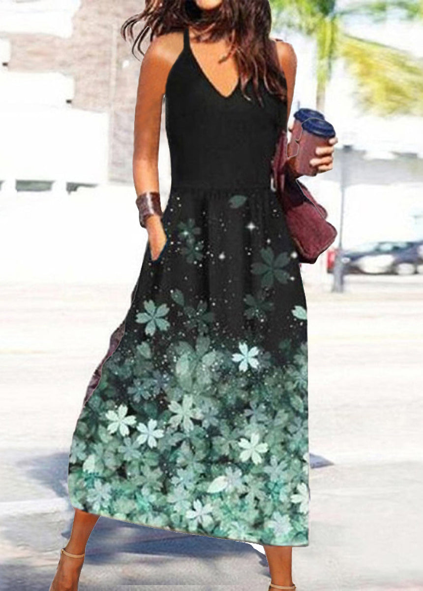 Vacation Style Printed Slip Dress
