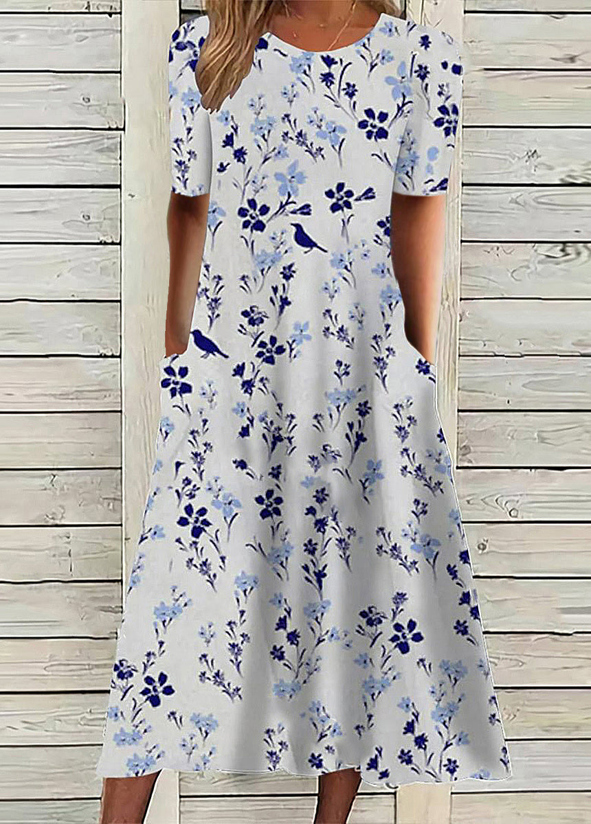 Crewneck Printed Pocket Dress