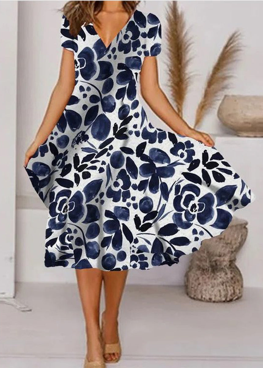 V-Neck Swing Bohemian Short Sleeve Dress