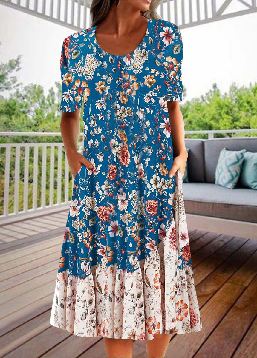 Crewneck Printed Pocket Dress