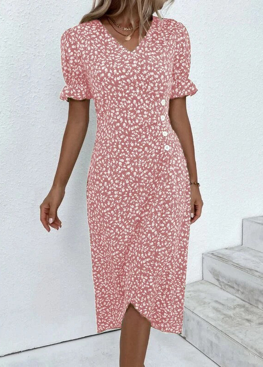 Dress With Puffed Sleeves And Irregular Hem
