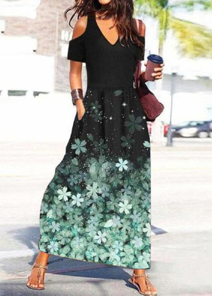 Vacation Style Printed Short Sleeve Dress