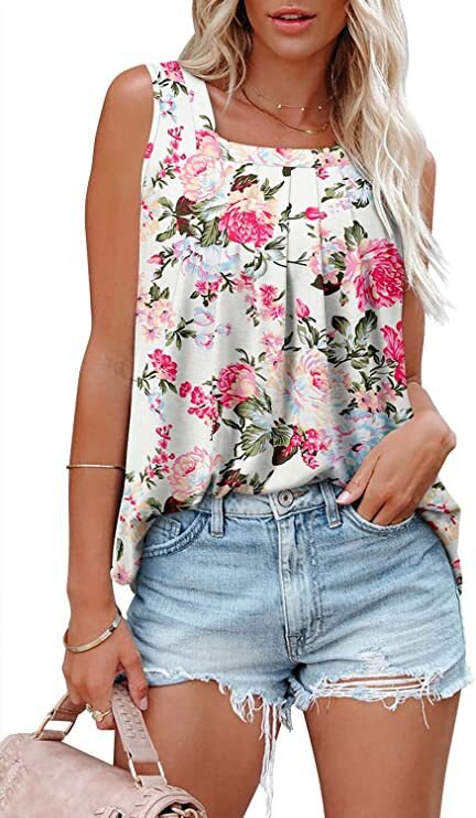 Square Neck Vest Print Sleeveless Loose Vest