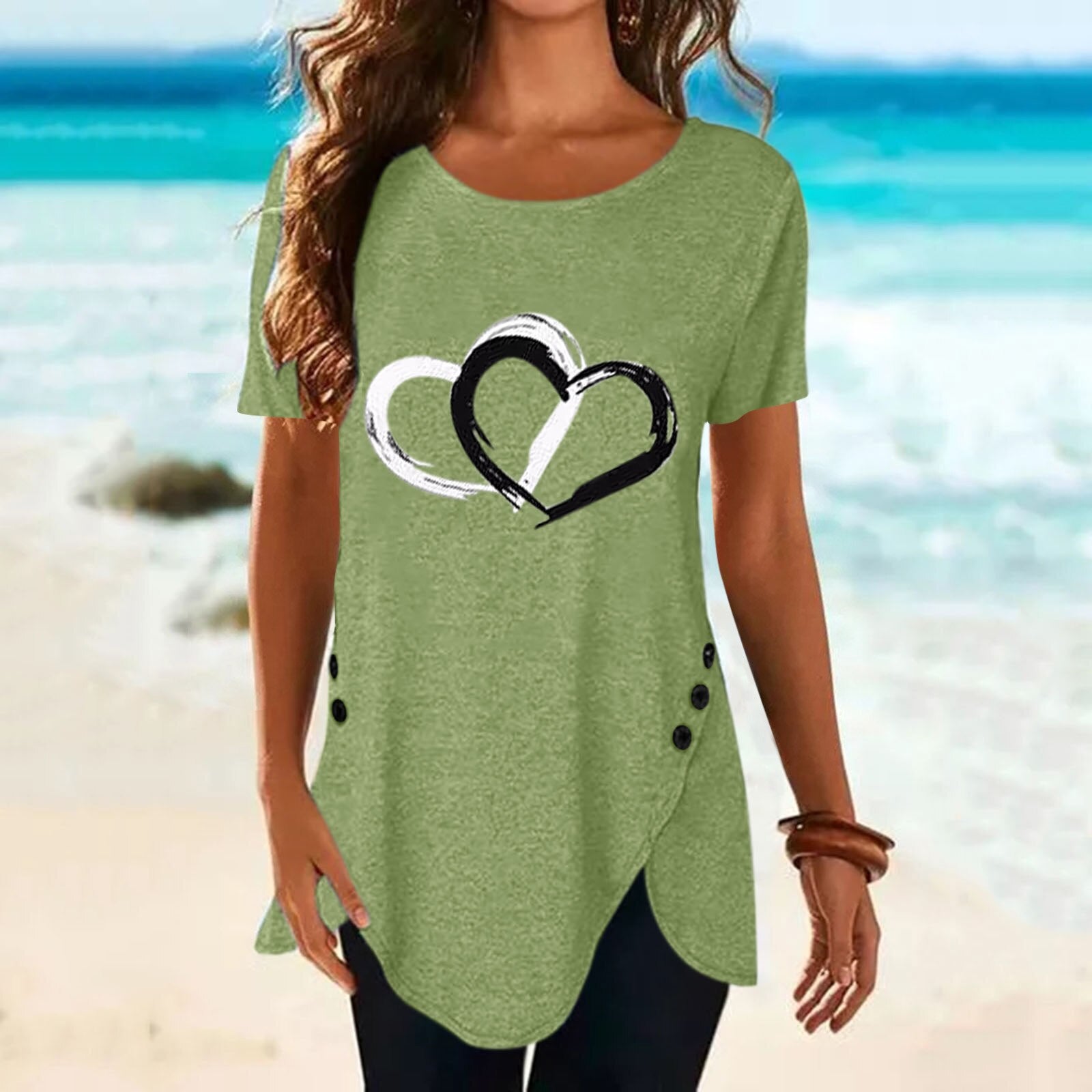 O Neck Loose Floral Print Tunic T-Shirt