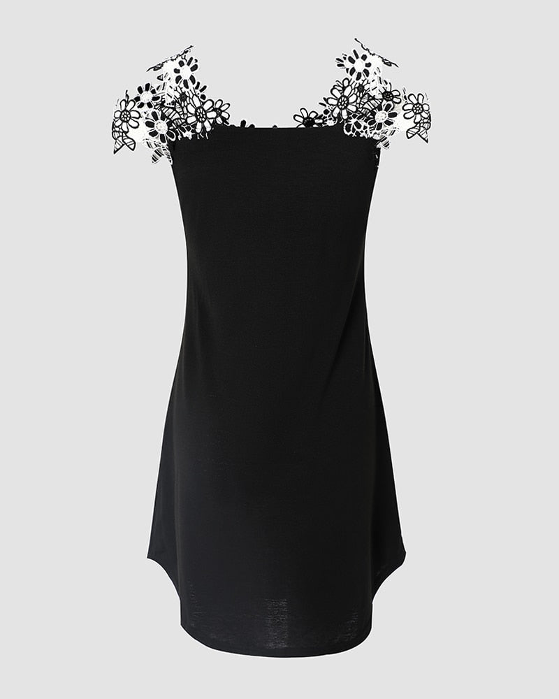 V Neck Short Sleeve Hollowing Out Midi Dress