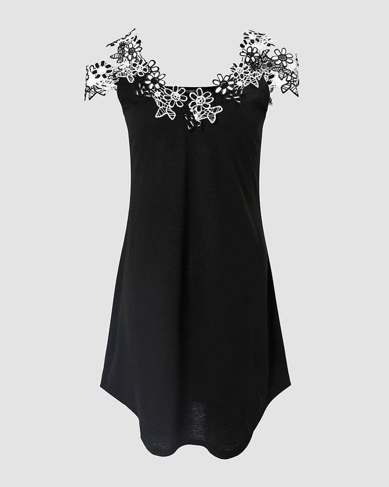 V Neck Short Sleeve Hollowing Out Midi Dress