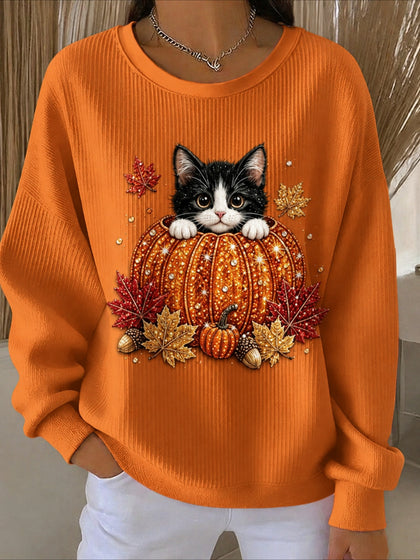 YES I CAN DRIVE A STICK. Halloween Printed Crew Neck Floral Long Sleeve Sweater Hoodie
