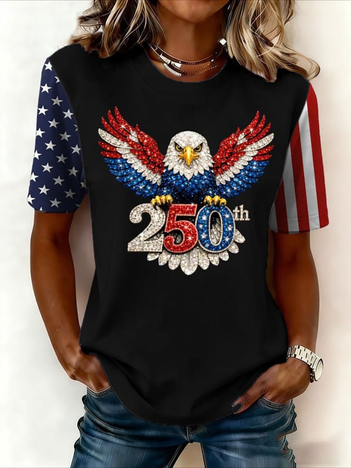 Casual Letter Pattern Crew Neck Short Sleeve T-shirt