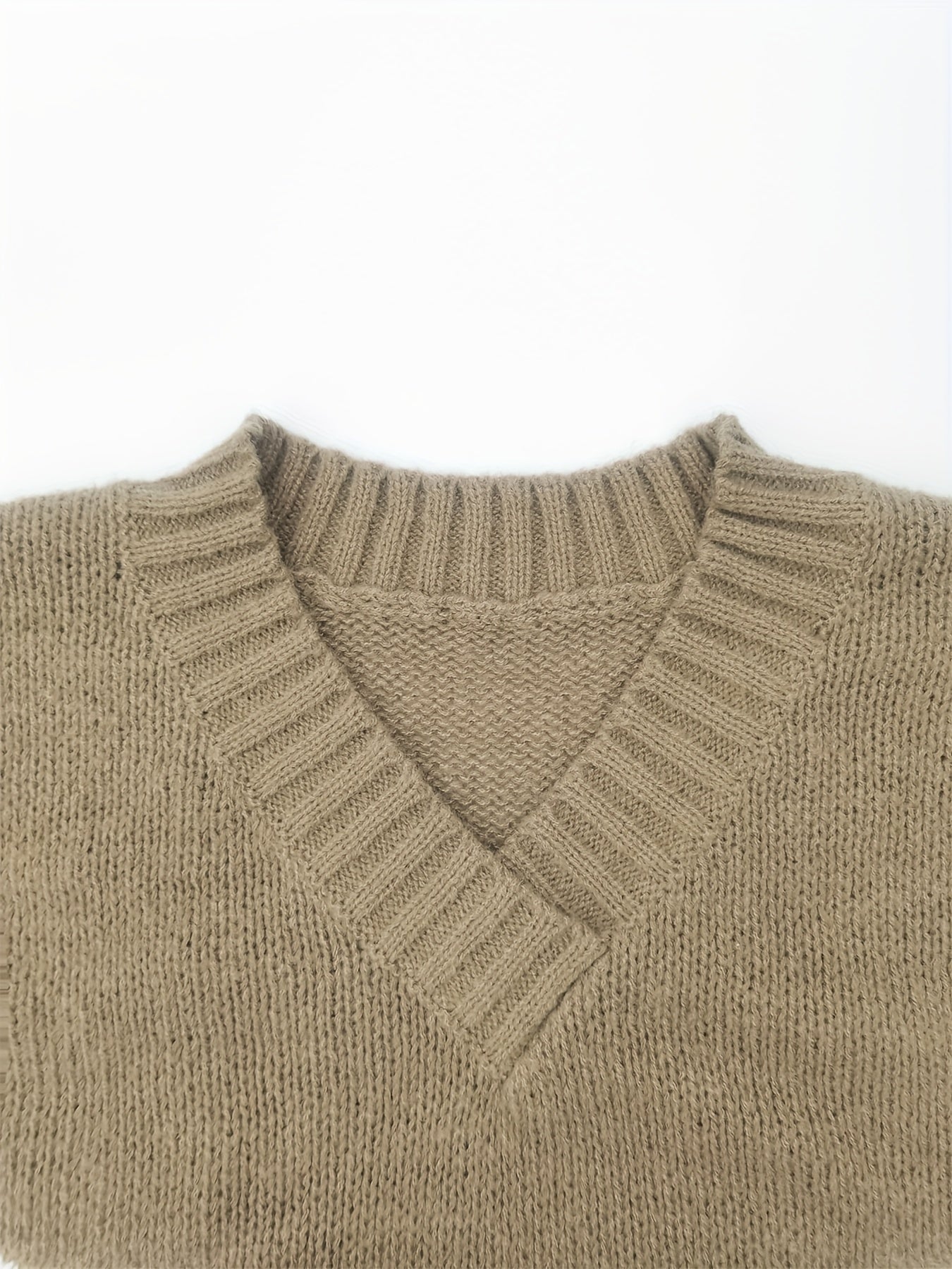 Color Block Simple Knit Sweater, Casual V Neck Long Sleeve Sweater