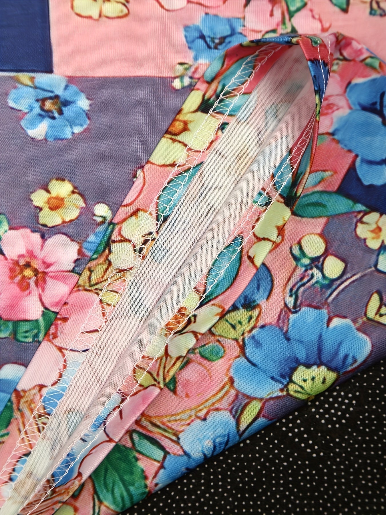 Floral Print V Neck T-Shirt, Short Sleeve Casual Top