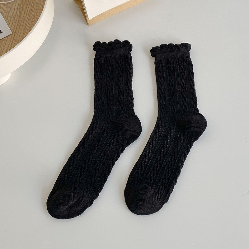 Free Gift Women's Twist Texture Mid Tube Socks